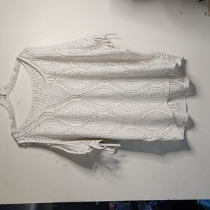 White Eyelet cold shoulder top one size fits most